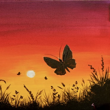 Sunset Butterfly Painting