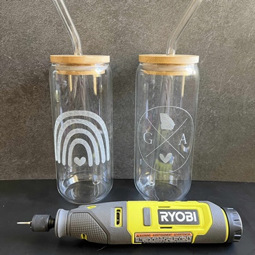 Glass Can Etching with Ryobi 
