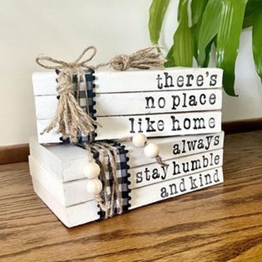Hand Stamped Farmhouse Book Stack