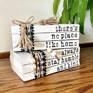Hand Stamped Farmhouse Book Stack
