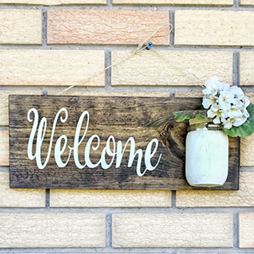 Mason Jar Welcome Sign