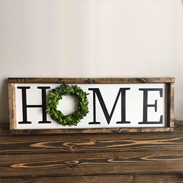 Home Boxwood Wreath Sign