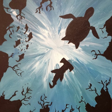 Underwater Turtles Painting